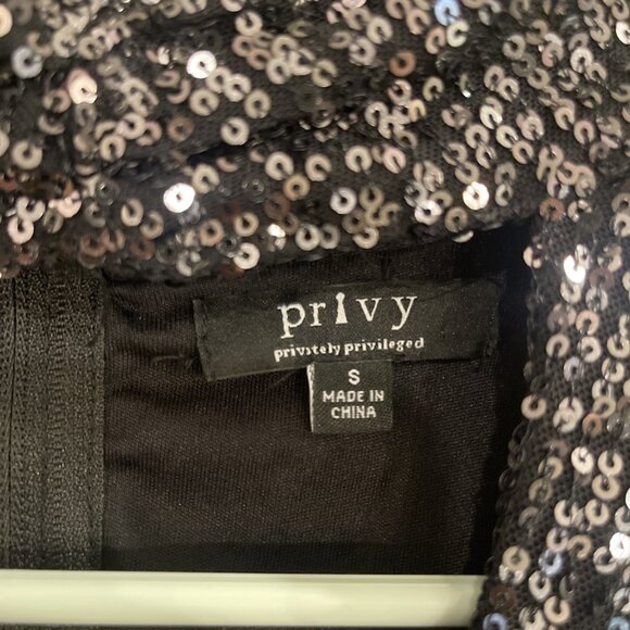 Privy Black Sequin Mini Long Sleeve Dress Women’s Size S Party Dancing Sparkly - Picture 4 of 13